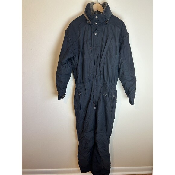 Vintage Obermeyer Ski Suit Men's M Black One Piece 80s 90s Coveralls Jumpsuit